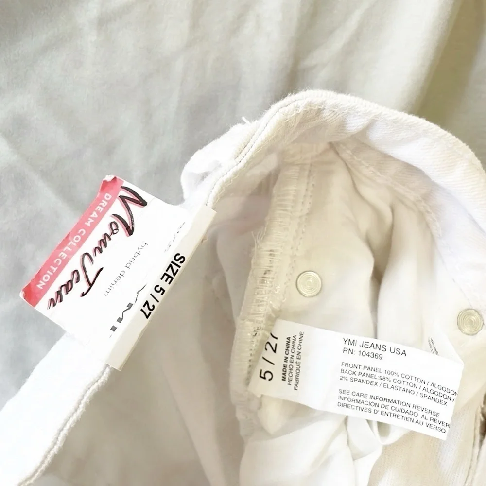 NEW YMI white distressed Mom Jean